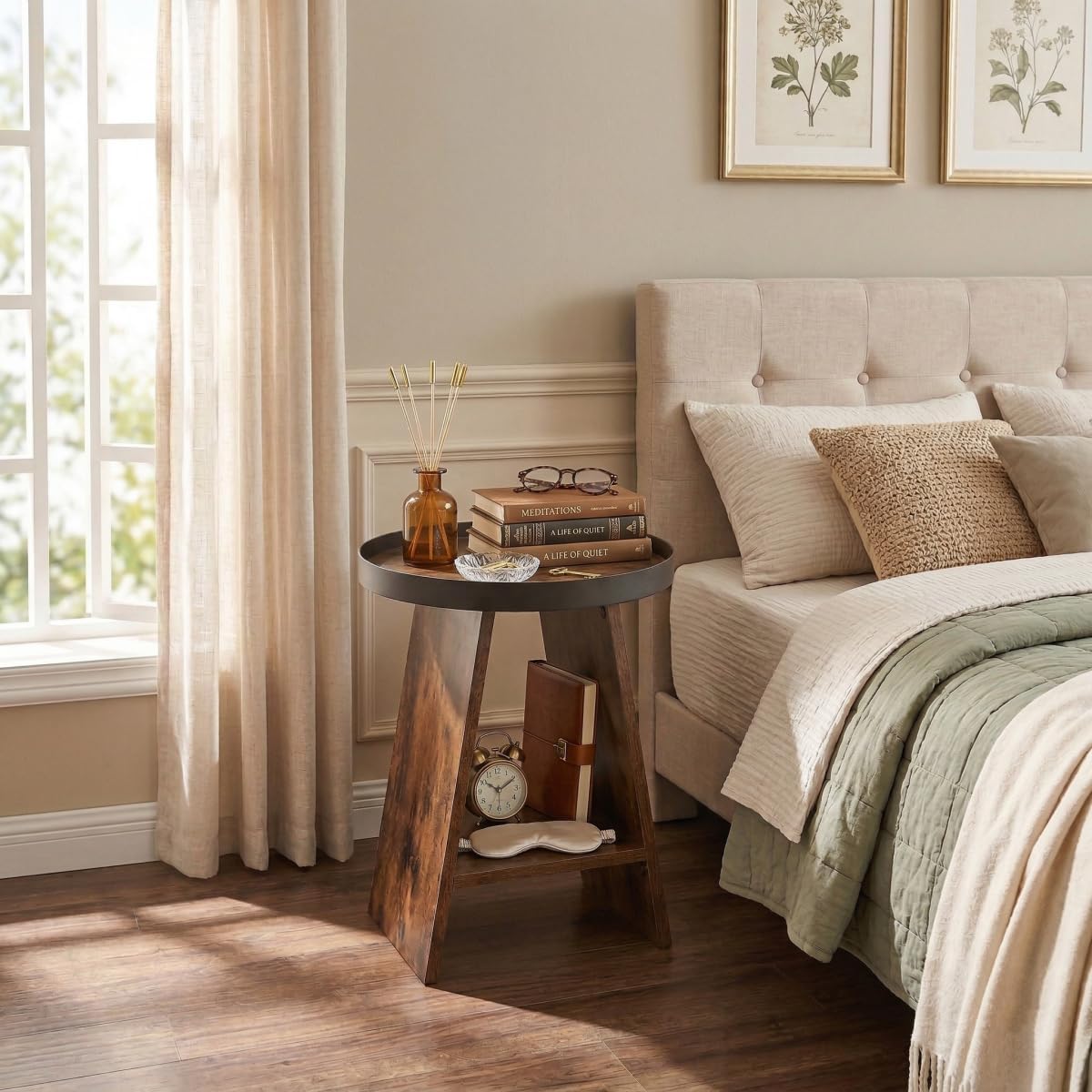 Zexvida New Arrival: The Ultimate Rustic Round Side Table for Small Spaces