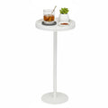 ZEXVIDA White Martini Table, Modern Small Round Side Table, Minimalist Metal & Wood Pedestal End Table with Weighted Base, White Drink Table for Living Room, Small Spaces,Next to Sofa, 24.7" Tall