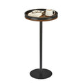 ZEXVIDA Small Round Side Table,Drink Table with Weighted Base,Industrial Metal & Wood Pedestal End Table with Tray Top, Martini Table for Small Spaces, Living Room, Next to Sofa,24.7" H