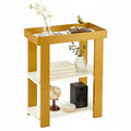 ZEXVIDA Modern 3-Tier Gold Side Table, Narrow End Table with White Tray Top Shelves, Slim Nightstand Bedside Table for Small Spaces, Living Room, Bedroom, Bathroom Storage Organizer Stand (White+Gold)