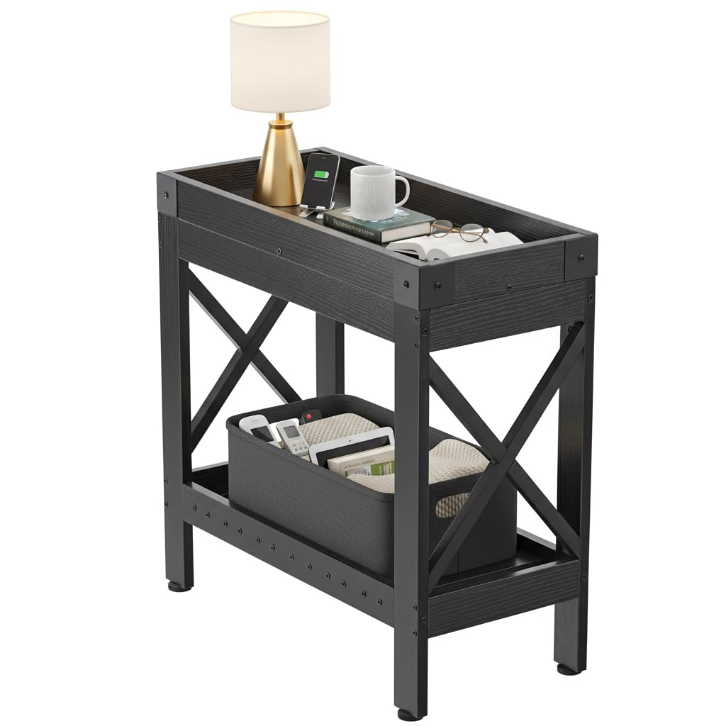 ZEXVIDA Narrow Side Table, End Table,Sofa Side Table, End Table Nightstand for Bedroom, Living Room, Small Spaces