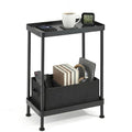 ZEXVIDA Small Narrow Side Table, 2 Tier End Table with Storage Shelf, Sofa Table for Small Spaces in Living Room, Bedroom, Office, Nightstand or Plant Stand (Black)