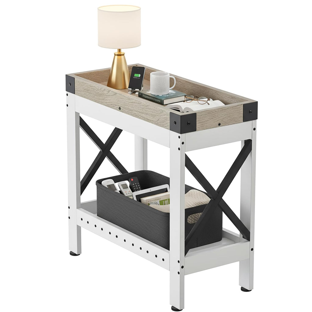 ZEXVIDA Narrow Side Table, End Table,Sofa Side Table, End Table Nightstand for Bedroom, Living Room, Small Spaces