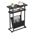 ZEXVIDA Narrow Small Side Table for Small Spaces - Slim End Table with Magazine Rack - Narrow End Table Living Room Couch Side Table- Skinny Bedside Table Nightstand Bedroom Thin Table (Black)