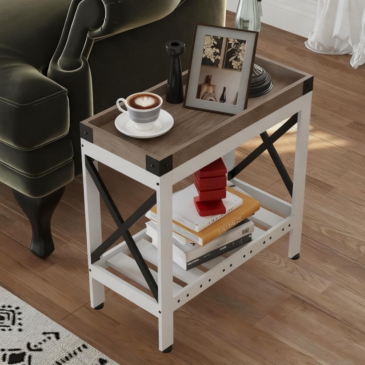ZEXVIDA Narrow Side Table, End Table,Sofa Side Table, End Table Nightstand for Bedroom, Living Room, Small Spaces